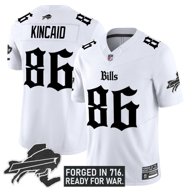 Men's Buffalo Bills 'Gothic Cold Front Edition' Vapor Limited Jersey - All Stitched White Dalton Kincaid