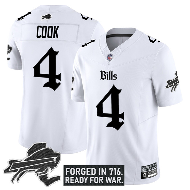 Men's Buffalo Bills 'Gothic Cold Front Edition' Vapor Limited Jersey - All Stitched White James Cook