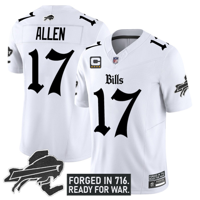 Men's Buffalo Bills 'Gothic Cold Front Edition' Vapor Limited Jersey - All Stitched White Josh Allen