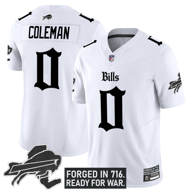 Men's Buffalo Bills 'Gothic Cold Front Edition' Vapor Limited Jersey - All Stitched White Keon Coleman