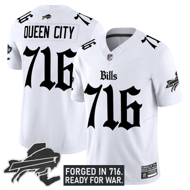 Men's Buffalo Bills 'Gothic Cold Front Edition' Vapor Limited Jersey - All Stitched White Queen City 716