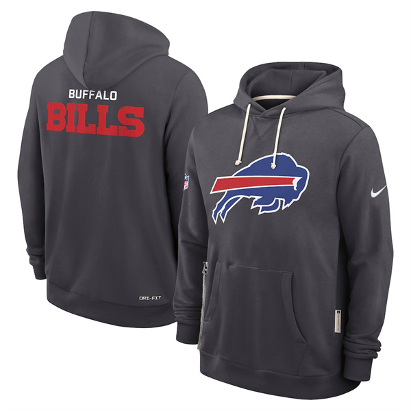 Men's Buffalo Bills Anthracite Sideline Standard Issue Initial Home Dri-FIT Pullover Hoodie