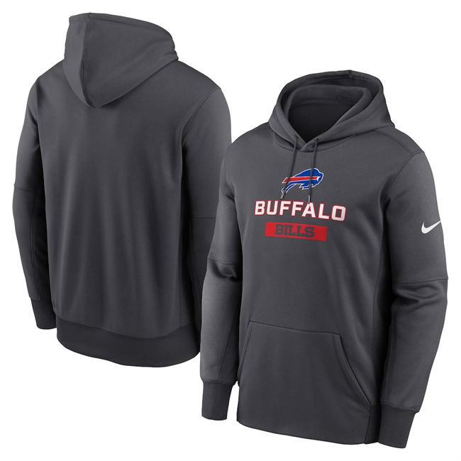 Men's Buffalo Bills Anthracite Toss Sweep Performance Pullover Hoodie
