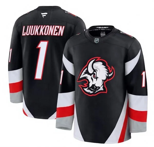 Men's Buffalo Sabres #1 Ukko-Pekka Luukkonen Fanatics Black Alternate Premium Jersey 