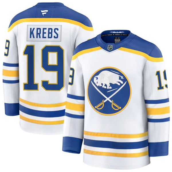 Men's Buffalo Sabres #19 Peyton Krebs Fanatics White Royal Away Premium Jersey 