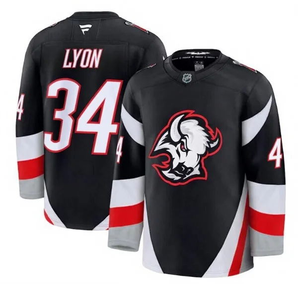 Men's Buffalo Sabres #34 Alex Lyon Fanatics Black Alternate Premium Jersey 