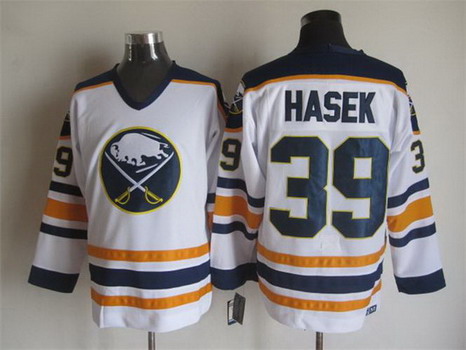 Men's Buffalo Sabres #39 Dominik Hasek 1983-84 White CCM Vintage Throwback Stitched Jersey