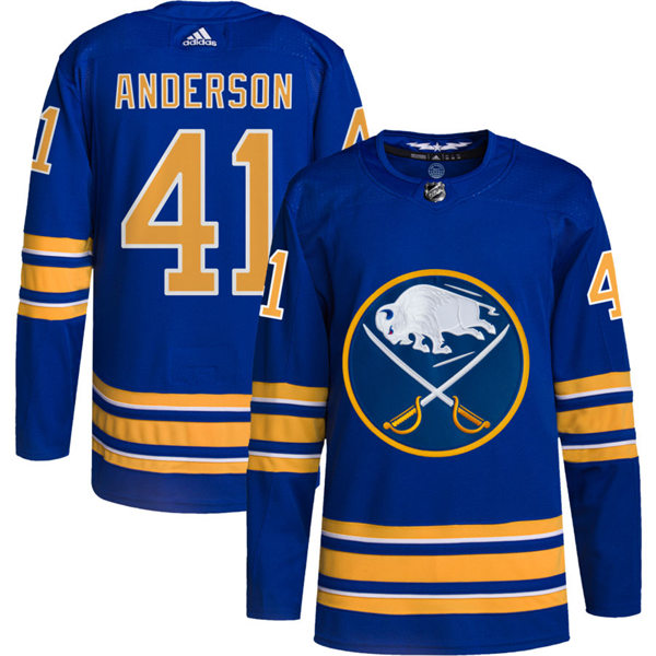 Men's Buffalo Sabres #41 Craig Anderson Adidas Royal Home Premier Stitched Jersey