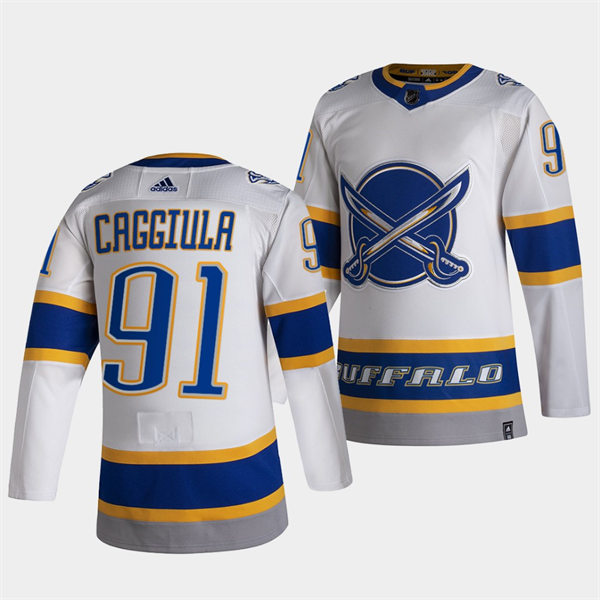Men's Buffalo Sabres #91 Drake Caggiula 2021 Reverse Retro Special Edition Stitched Jersey