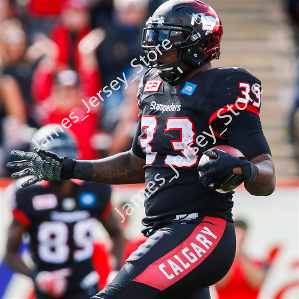 Men's CFL Calgary Stampeders Custom Black Third Football Jersey