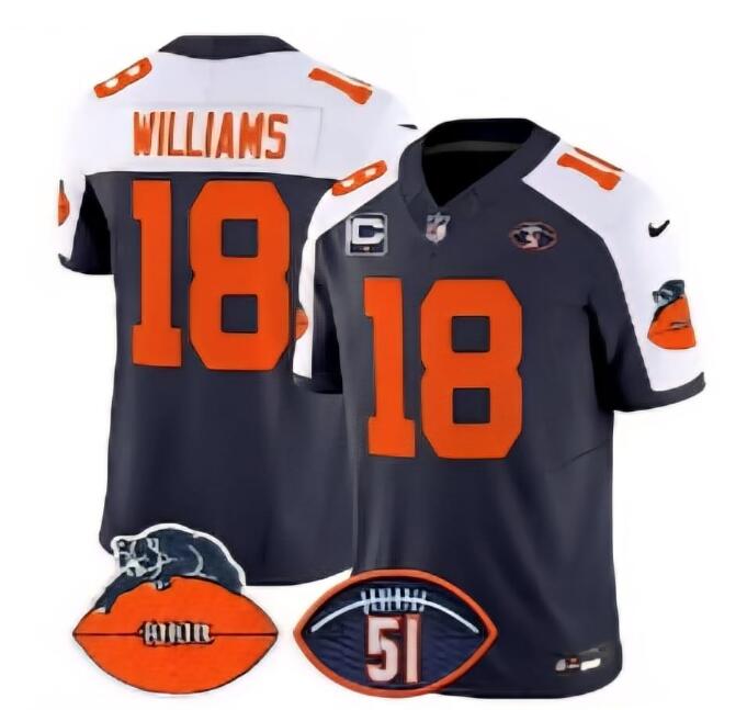 Men's Caleb Williams 18 Chicago Bears Navy Vapor Limited Jersey