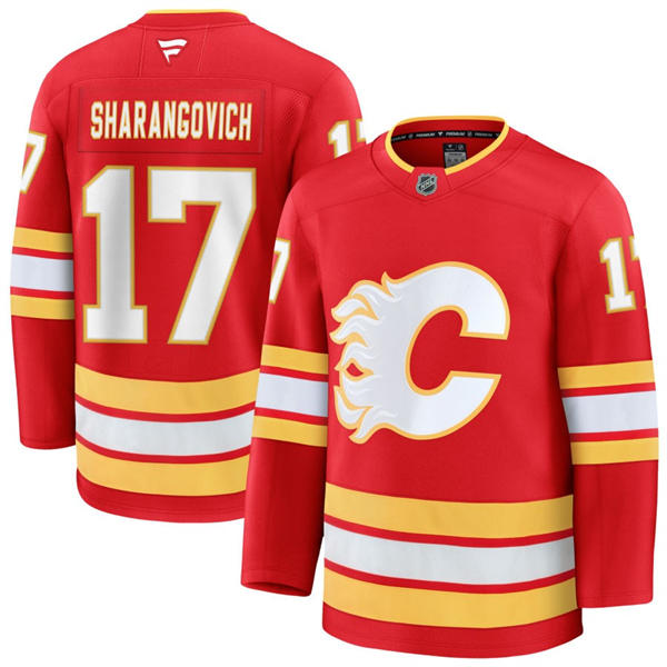 Men's Calgary Flames #17 Yegor Sharangovich Fanatics Red Home Player Jersey 