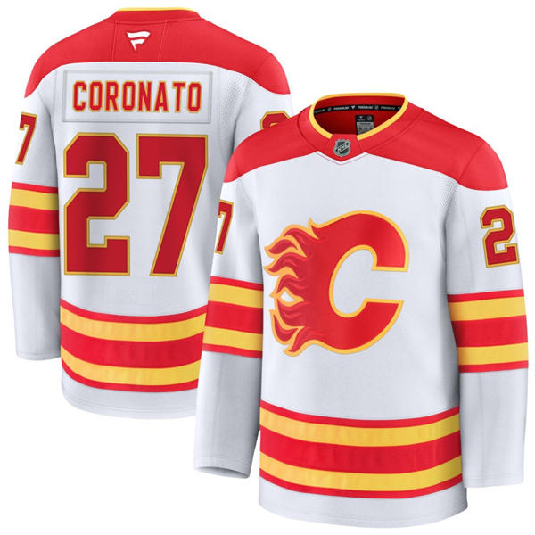 Men's Calgary Flames #27 Matthew Coronato Fanatics White Away Player Jersey 