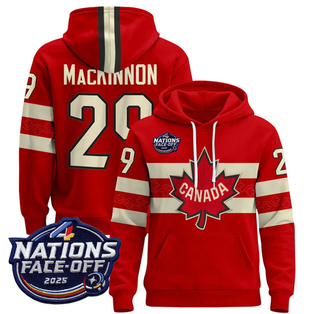 Men's Canada 4 Nations Face-Off 2025 Pullover Hoodie #29 MacKINNON.webp