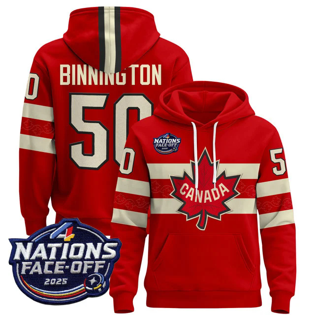 Men's Canada 4 Nations Face-Off 2025 Pullover Hoodie #50 BINNINGTON.webp