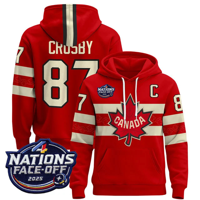 Men's Canada 4 Nations Face-Off 2025 Pullover Hoodie #87 CROSBY.webp