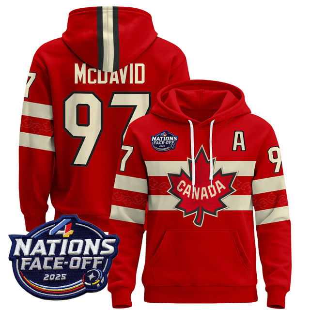 Men's Canada 4 Nations Face-Off 2025 Pullover Hoodie #97 McDAVID