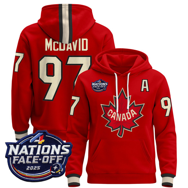 Men's Canada 4 Nations Face-Off 2025 Pullover Hoodie #97mCdavid