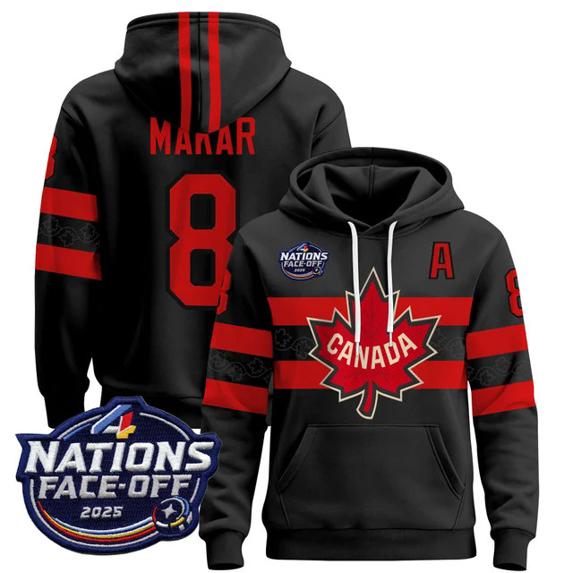 Men's Canada 4 Nations Face-Off 2025 Pullover Hoodie BLACK #8 MAKAR.webp
