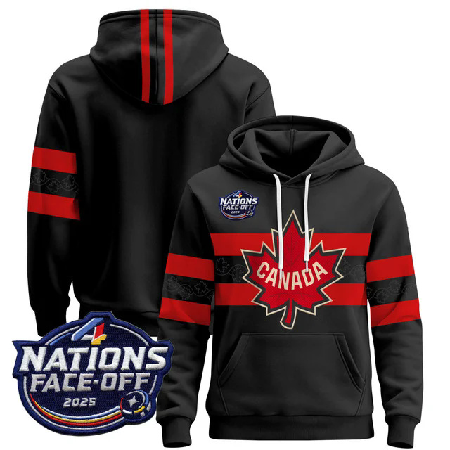 Men's Canada 4 Nations Face-Off 2025 Pullover Hoodie BLACK BLANK.webp