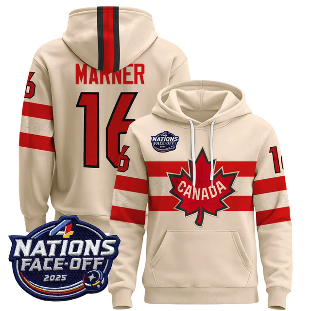 Men's Canada 4 Nations Face-Off 2025 Pullover Hoodie WHITE #16 MARNER.webp