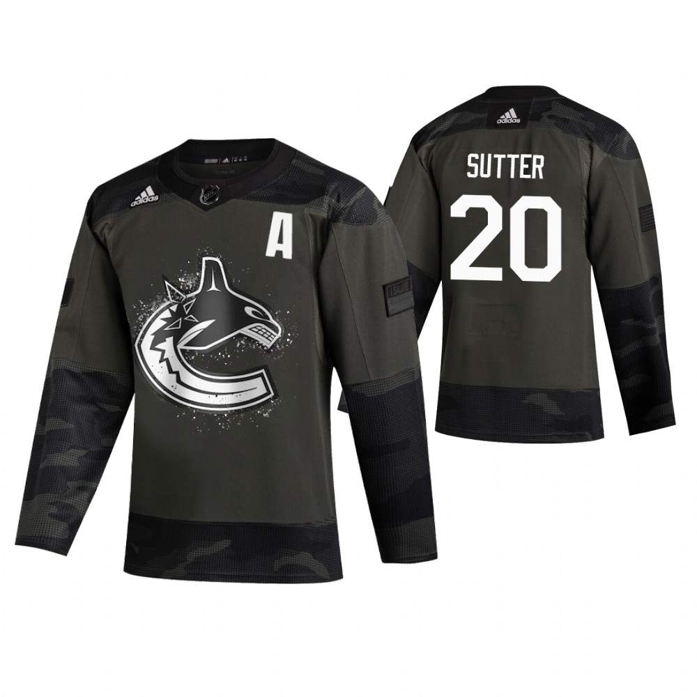 Men's Canucks #20 Brandon Sutter Authentic 2019 Veterans Day Jersey Camo