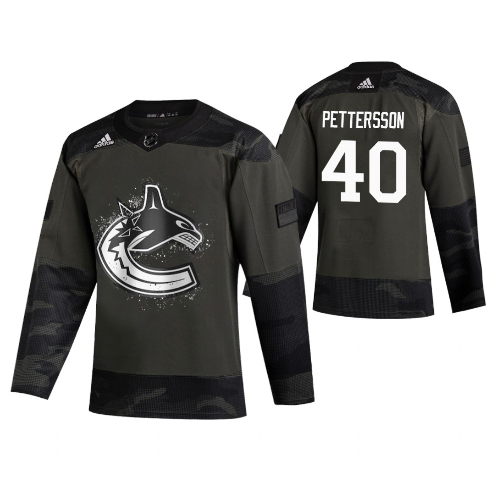 Men's Canucks #40 Elias Pettersson Authentic 2019 Veterans Day Jersey Camo