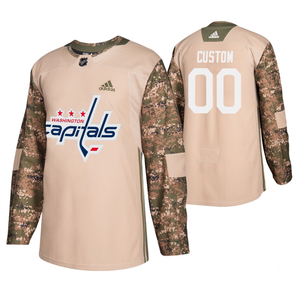 Men's Capitals #00 Custom Veterans Day Jersey - Camo