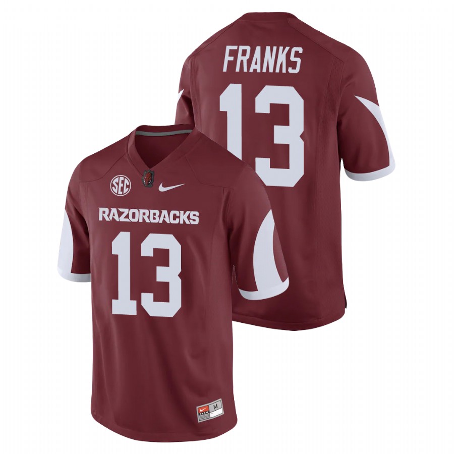 Men's Cardinal Arkansas Razorbacks Feleipe Franks Game Replica Football Jersey