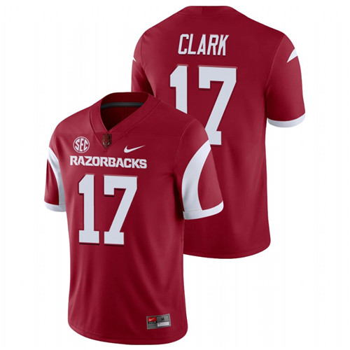 Men's Cardinal Arkansas Razorbacks Hudson Clark College Football Playoff Game Jersey