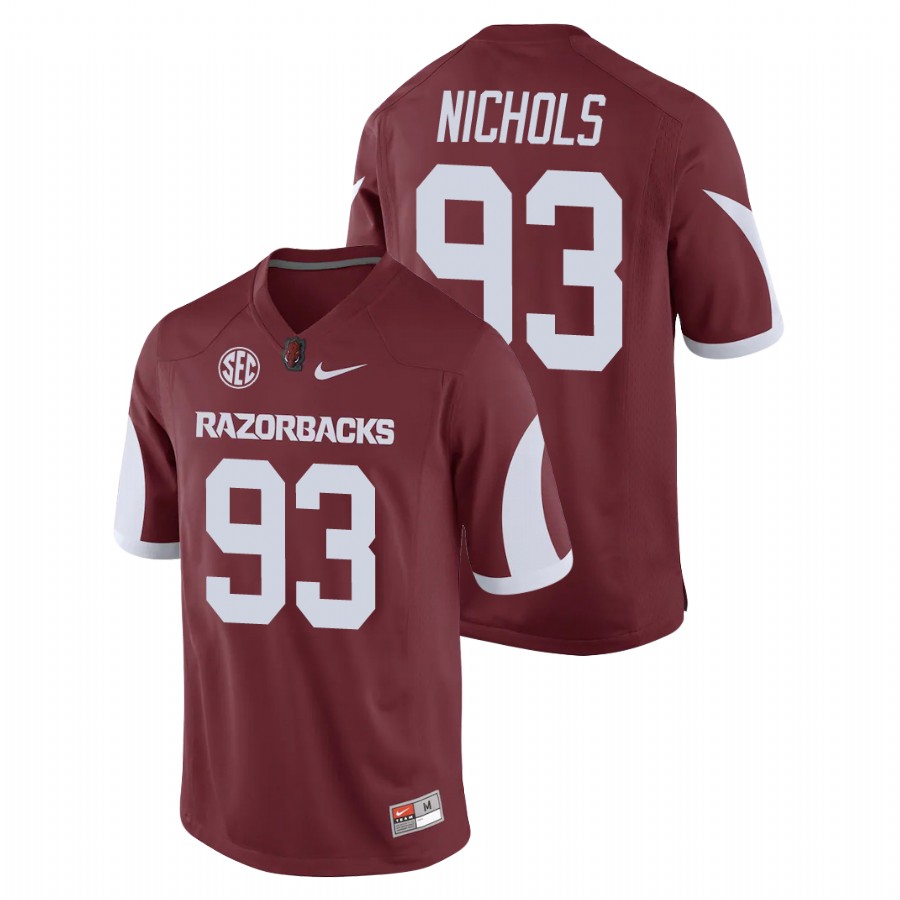 Men's Cardinal Arkansas Razorbacks Isaiah Nichols Game Replica Football Jersey