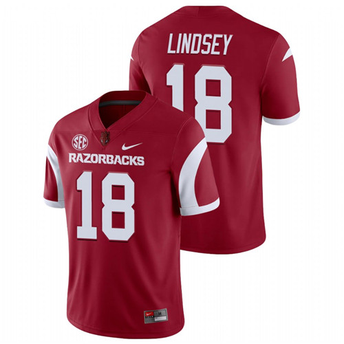Men's Cardinal Arkansas Razorbacks Jack Lindsey College Football Playoff Game Jersey