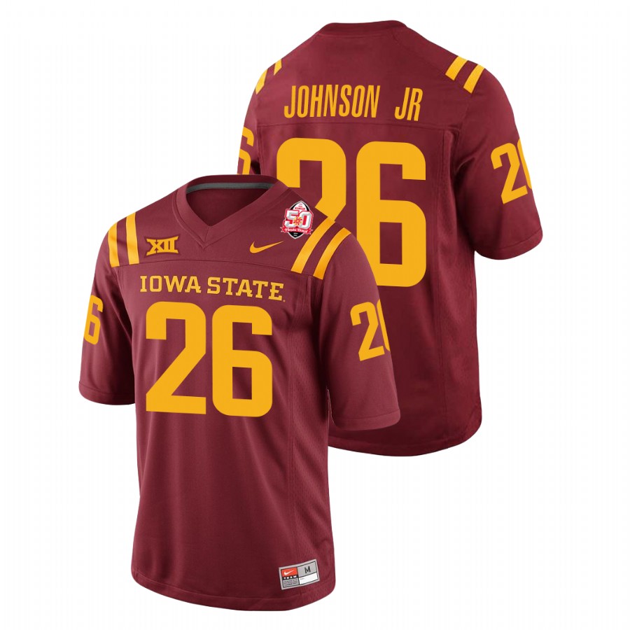 Men's Cardinal Iowa State Cyclones Anthony Johnson Jr. 2021 Fiesta Bowl College Football Jersey