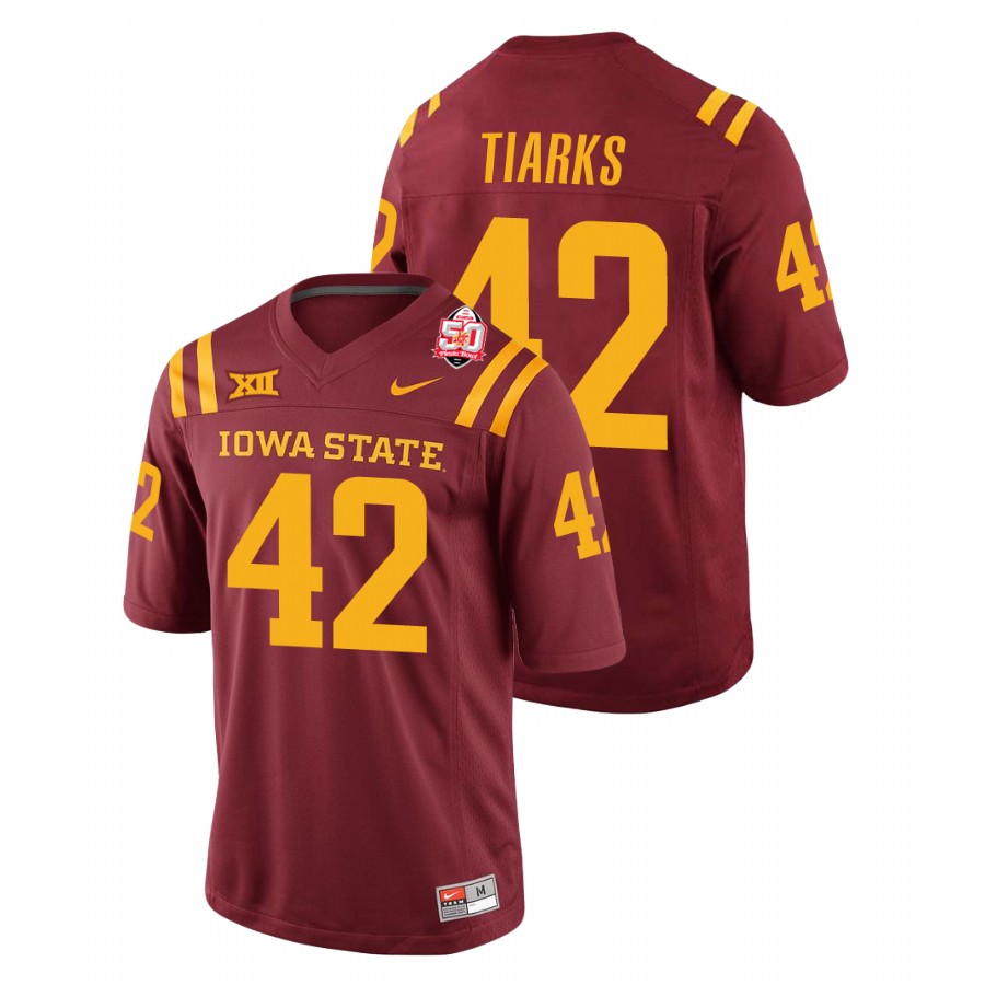 Men's Cardinal Iowa State Cyclones Jack Tiarks 2021 Fiesta Bowl College Football Jersey