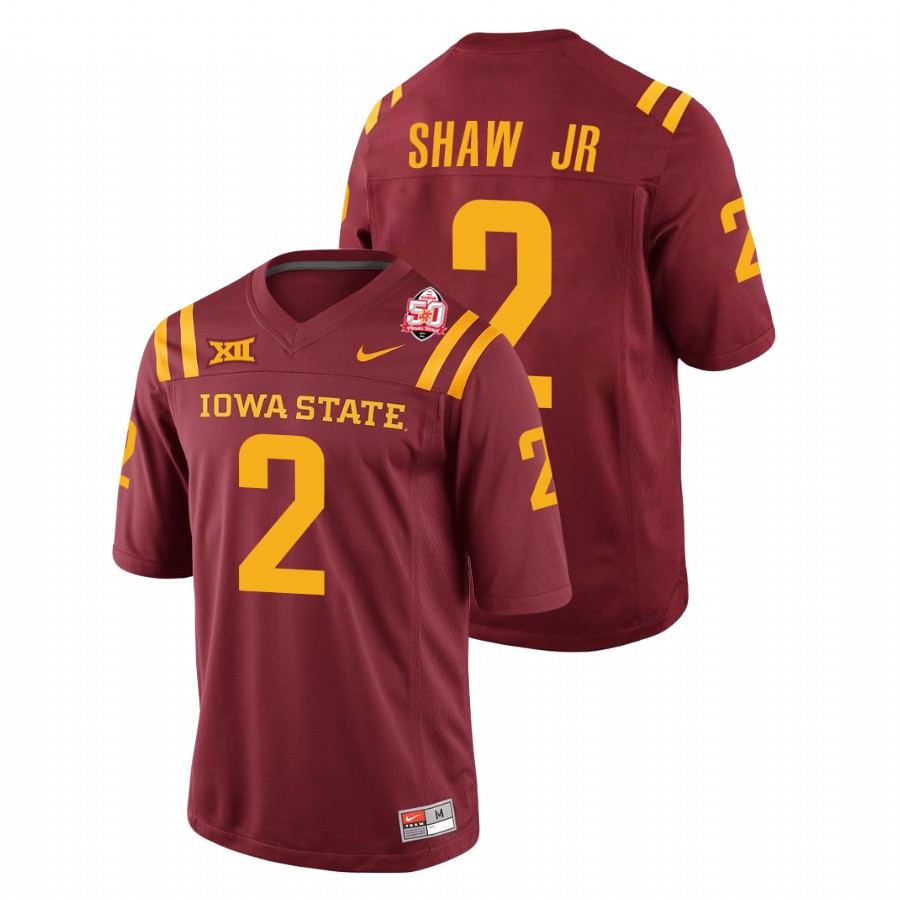 Men's Cardinal Iowa State Cyclones Sean Shaw Jr. 2021 Fiesta Bowl College Football Jersey