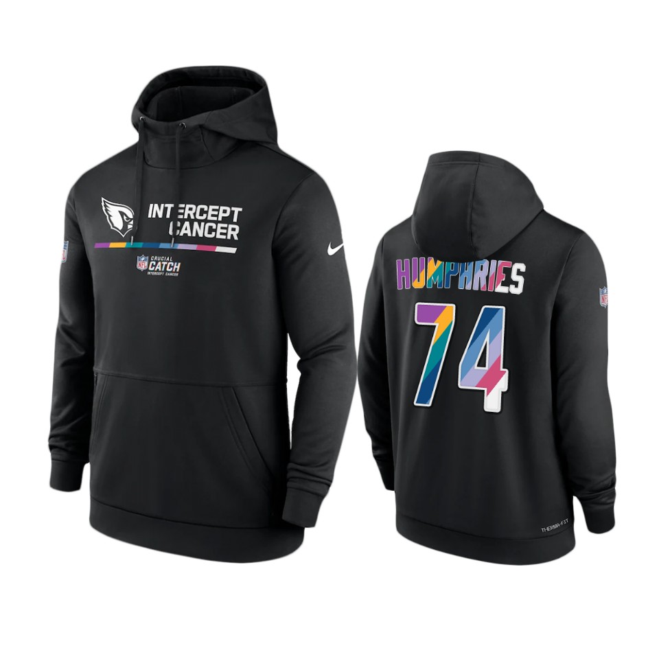 Men's Cardinals D.J. Humphries Black 2022 NFL Crucial Catch Therma Hoodie