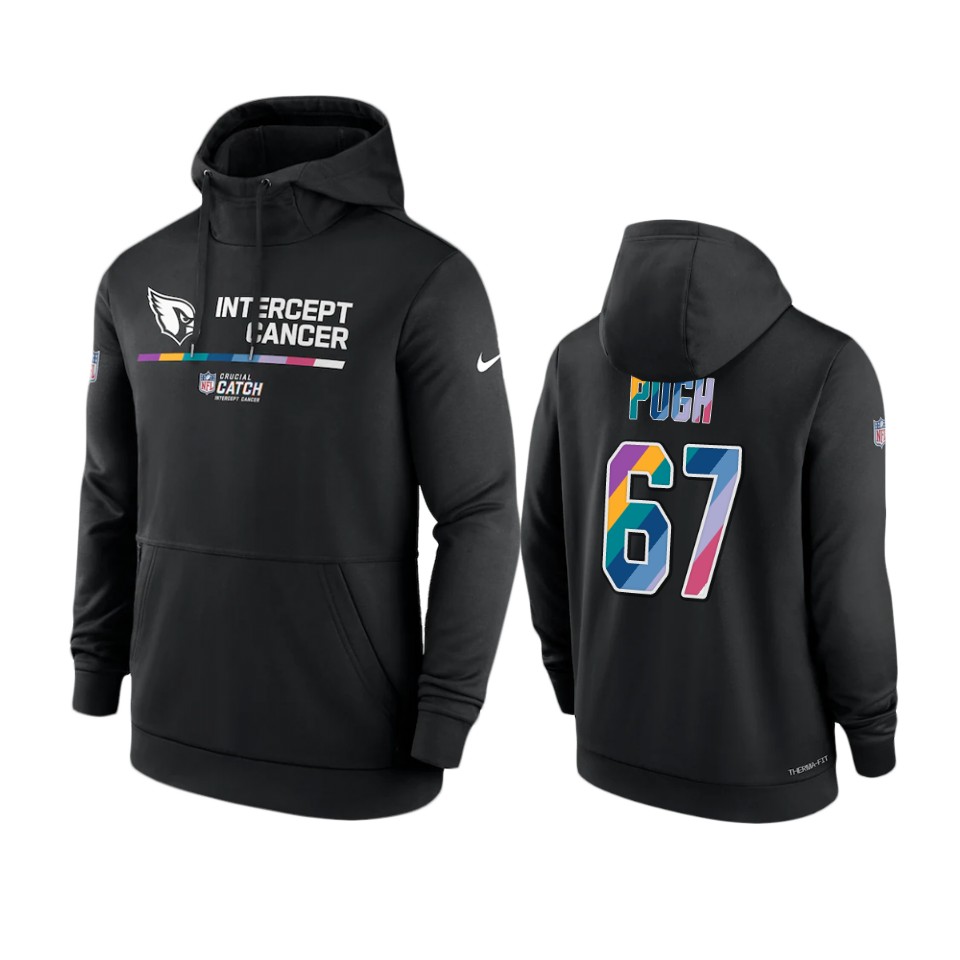Men's Cardinals Justin Pugh Black 2022 NFL Crucial Catch Therma Hoodie
