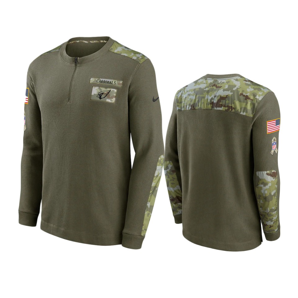 Men's Cardinals Olive 2021 Salute To Service Henley Thermal T-Shirt