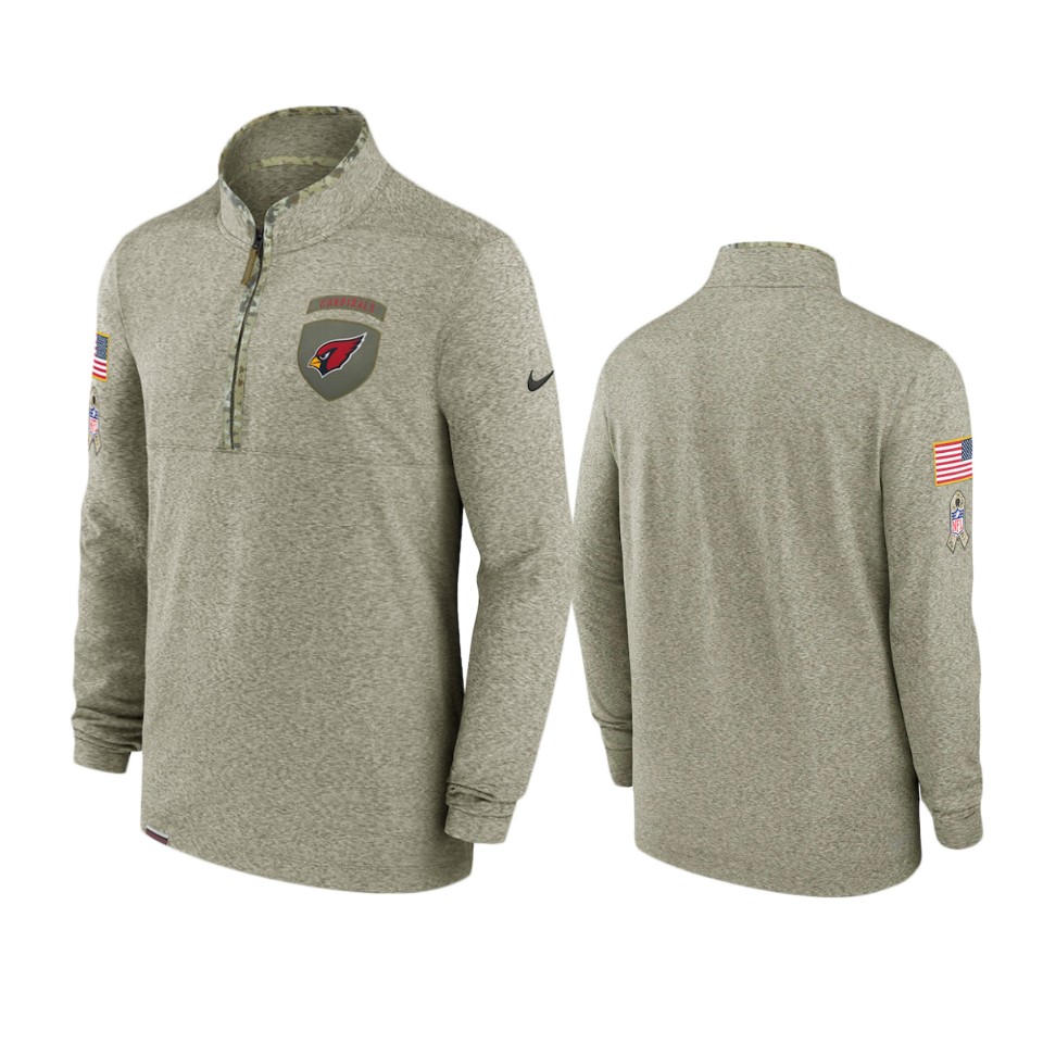 Men's Cardinals Olive 2022 Salute To Service Shield Quarter-Zip Jacket