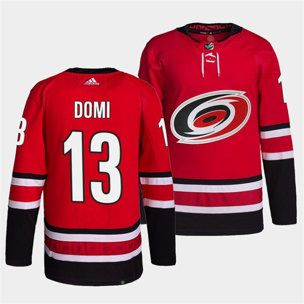 Men's Carolina Hurricanes #13 Max Domi Adidas Home Red Primegreen Player Stitched Jersey