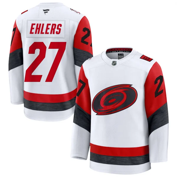 Men's Carolina Hurricanes #27 Nikolaj Ehlers Fanatics 2025 White Away Premium Jersey 