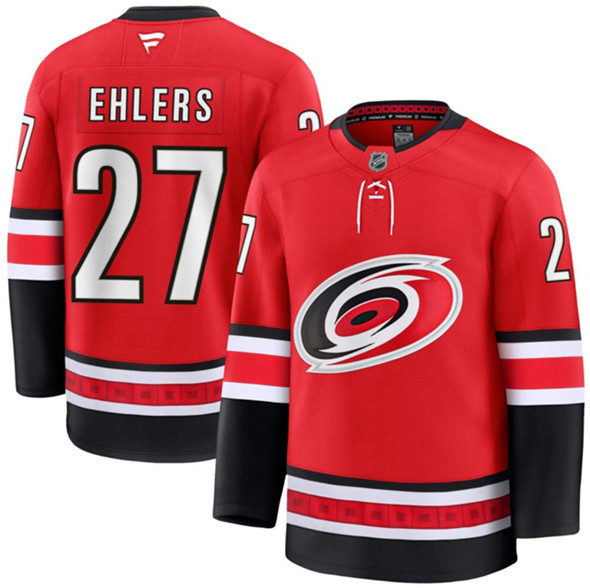 Men's Carolina Hurricanes #27 Nikolaj Ehlers Red 2024-25 Alternate Stitched Hockey Jersey