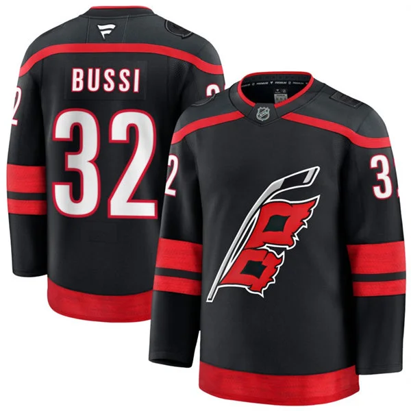 Men's Carolina Hurricanes #32 Brandon Bussi Fanatics Black Home Premium Jersey 