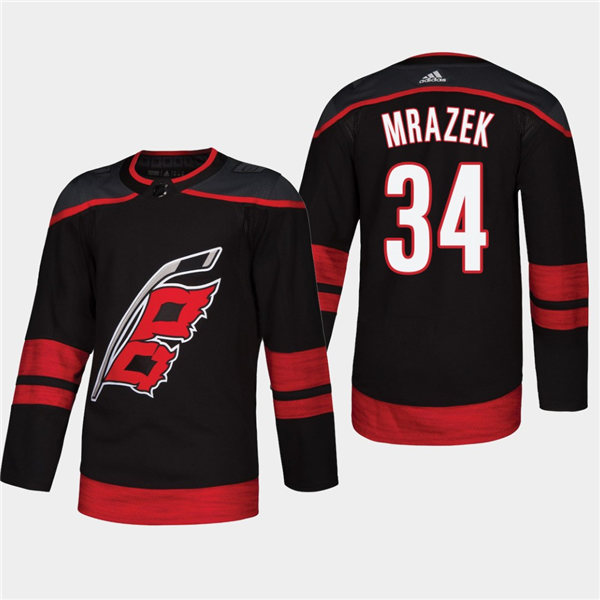 Men's Carolina Hurricanes #34 Petr Mrazek Adidas Black Alternate Stitched Jersey