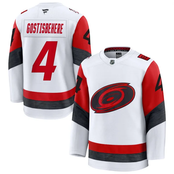 Men's Carolina Hurricanes #4 Shayne Gostisbehere Fanatics 2025 White Away Premium Jersey 