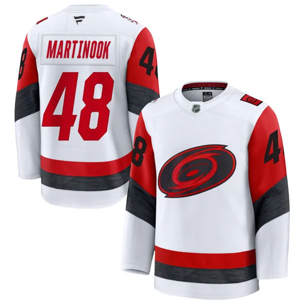 Men's Carolina Hurricanes #48 Jordan Martinook Fanatics 2025 White Away Premium Jersey 