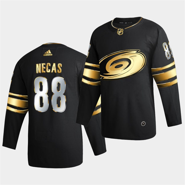 Men's Carolina Hurricanes #88 Martin Necas Adidas 2021-22 Black Golden Edition Limited Stitched Jersey
