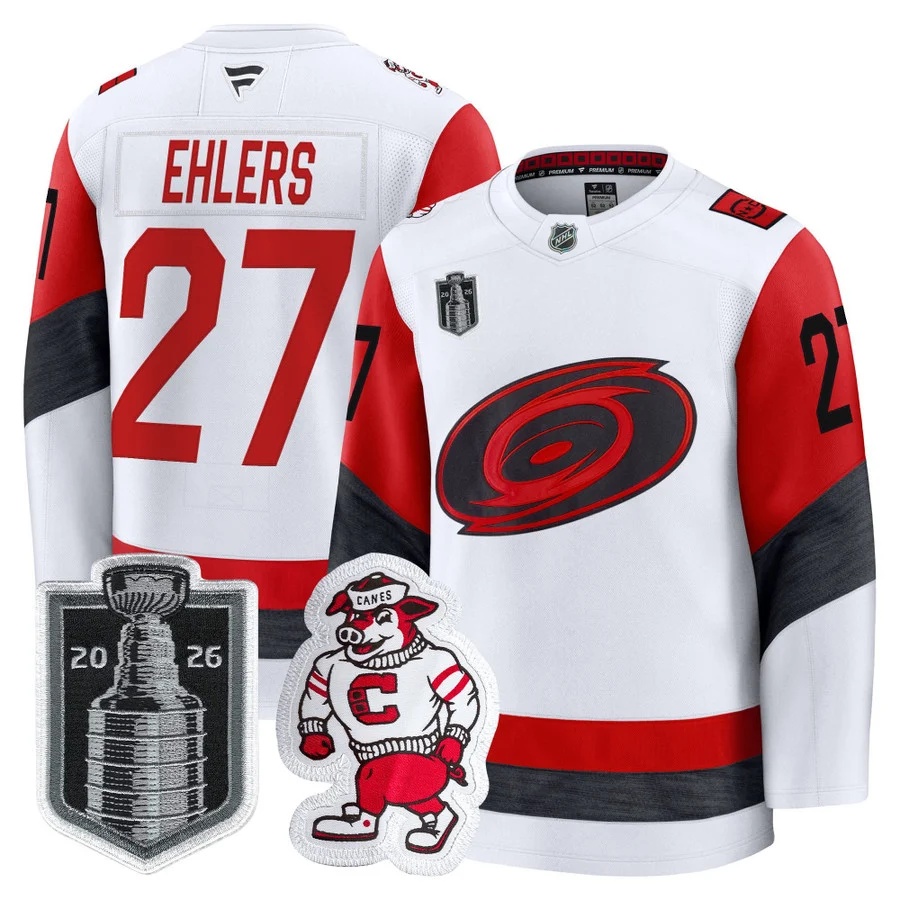 Men's Carolina Hurricanes 2026 Stanley Cup Patch Premium Jersey #27 NIKOLAJ EHLERS