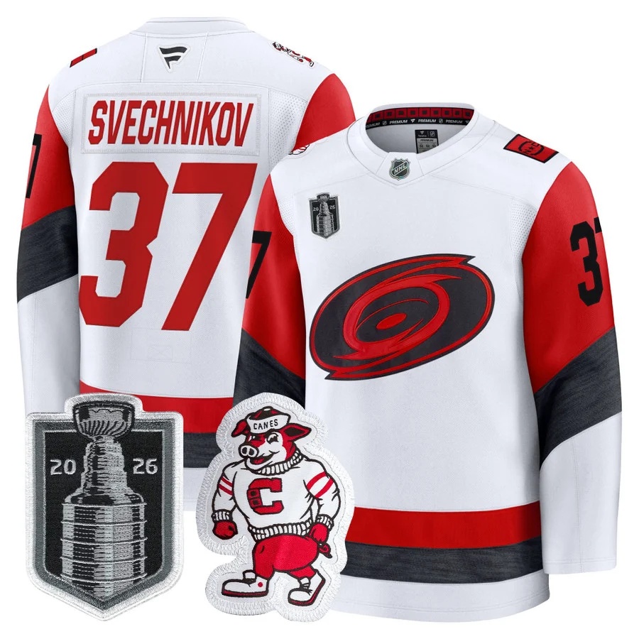 Men's Carolina Hurricanes 2026 Stanley Cup Patch Premium Jersey #37 ANDREI SVECHNIKOV