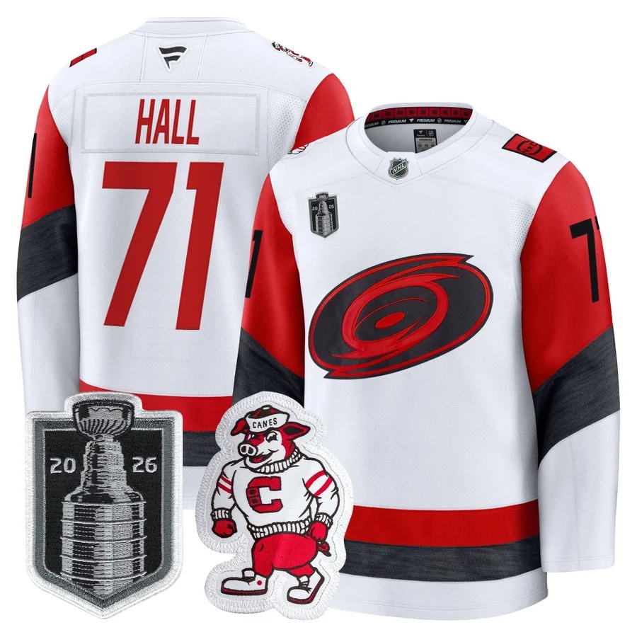 Men's Carolina Hurricanes 2026 Stanley Cup Patch Premium Jersey #71 TAYLOR HALL